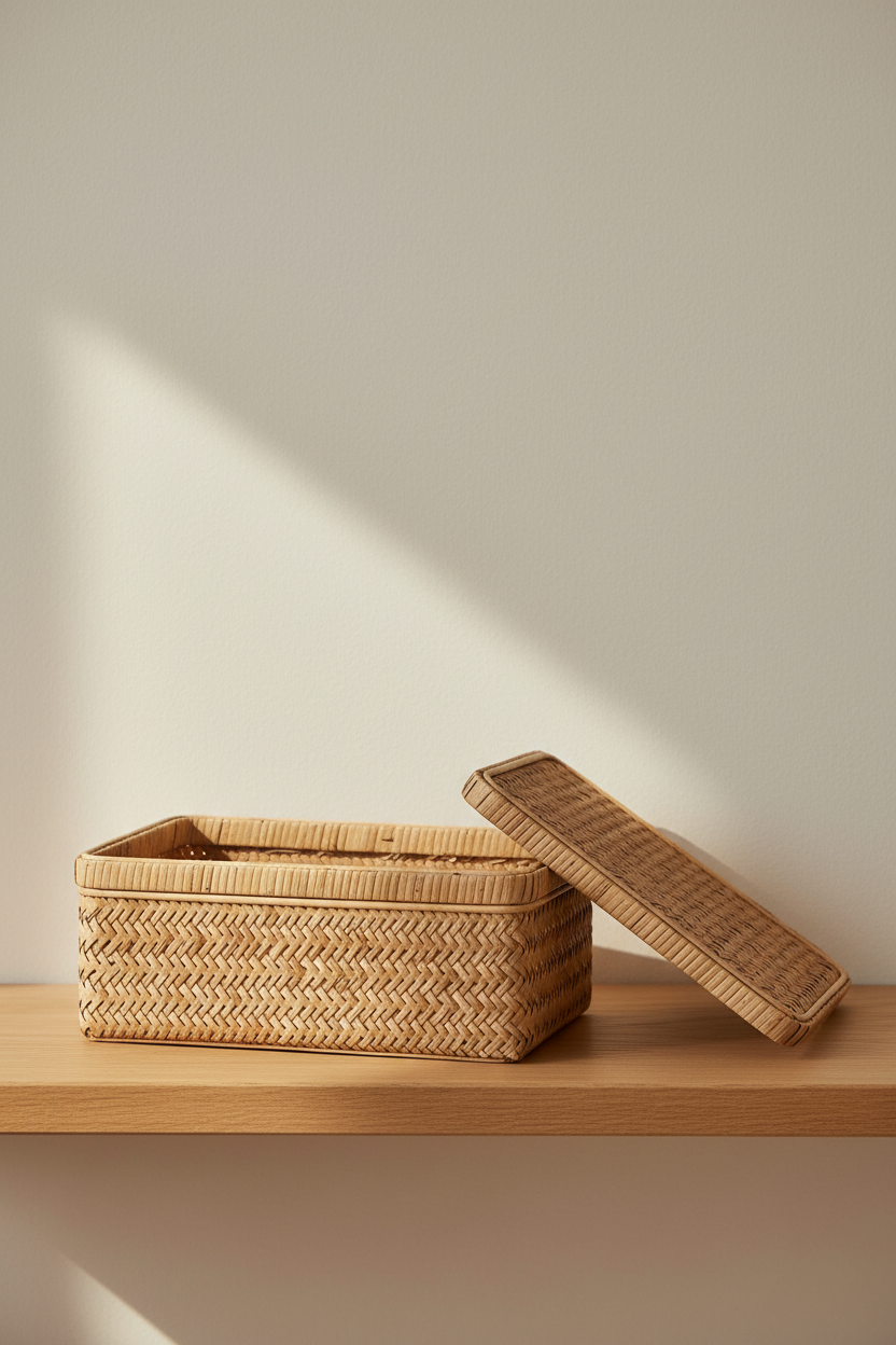 Otto Lidded Rattan Box
