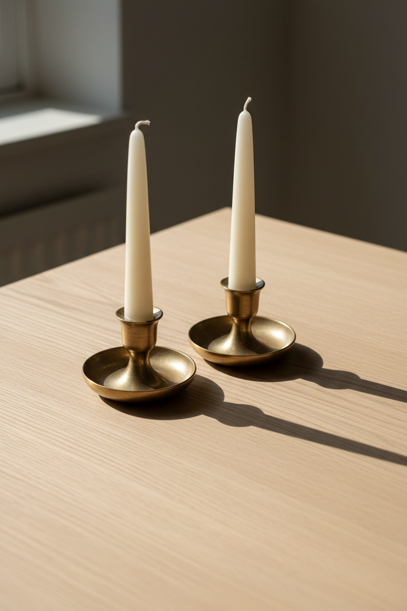 Sol Brass Taper Holder, Pair