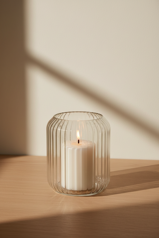 Quill Ribbed Glass Hurricane